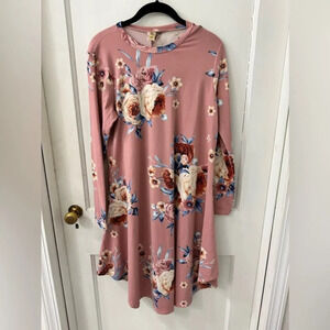 LARA Fashion Women's Sz Small Cotton Floral Long Sleeve  Dress‎